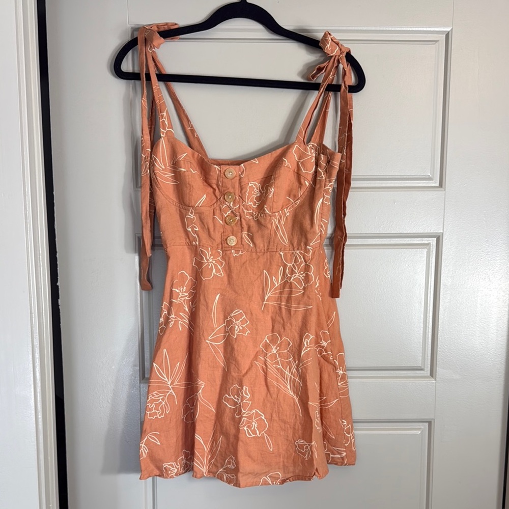 Floral Tie-Strap Dress in Orange